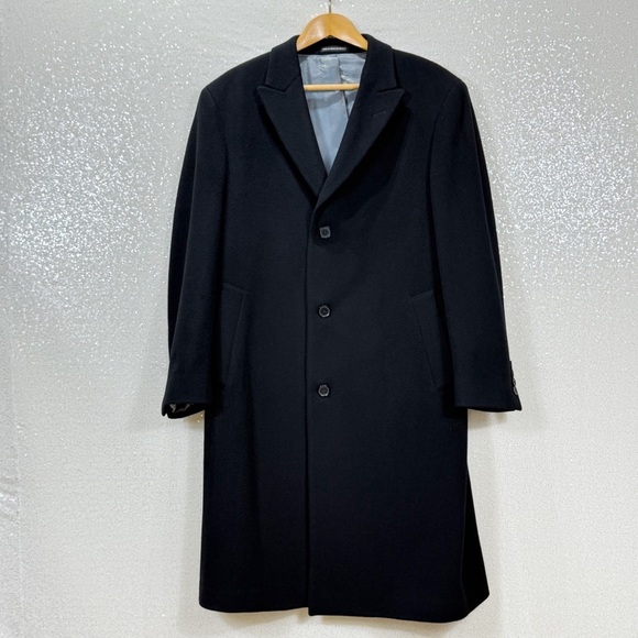 Calvin Klein Men’s Black Wool Cashmere Overcoat Size 42R - Picture 8 of 12